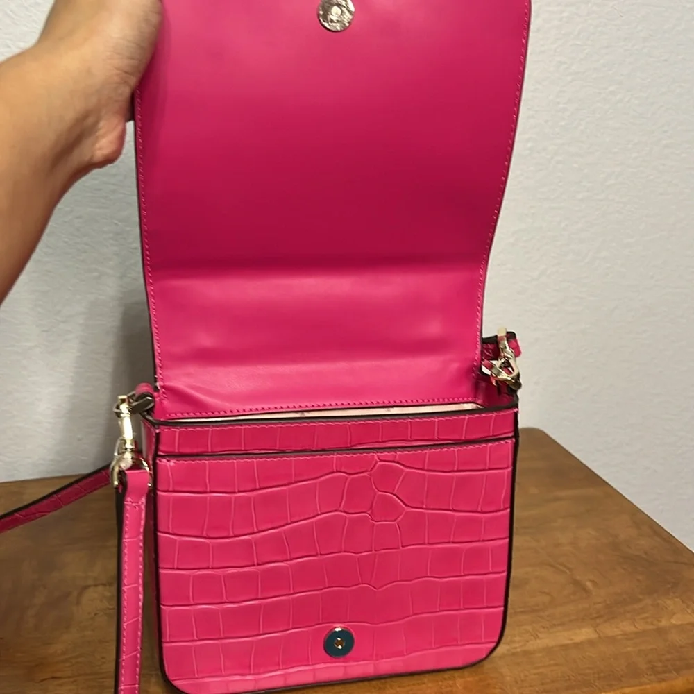 Kate Spade Pink Staci Croc Embossed Crossbody Bag - Picture 9 of 10